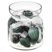 Article Cônes en verre à suspendre décoration de Noël verre vert mat Ø10cm 18 pièces dans un verre
