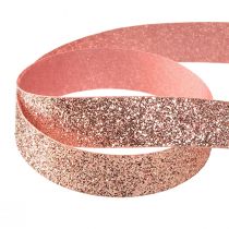 Article Ruban pailleté en ruban bijoux rose mica L15mm L18m
