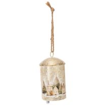 Article Cloche à suspendre ornée d'un motif de village d'hiver, 20 cm