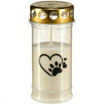 Article Lampe funéraire chien coeur avec patte bougie funéraire blanche Ø7cm H16,5cm