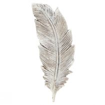 Article Décoration funéraire plume gris blanc décoration funéraire polyrésine 15,5cm 4 pcs