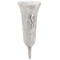 Article Vase funéraire vase gris à coller avec motif calla H32,5cm