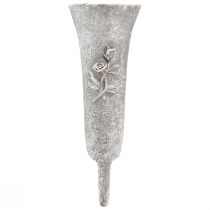 Article Vase funéraire Gris Vase à piquer avec motif roses H26cm 2pc