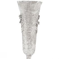 Article Vase funéraire gris à motif de rose, 26 cm de haut, 2 pièces