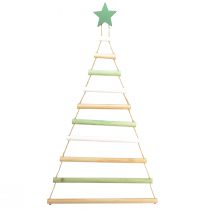 Article Décoration à suspendre Sapin de Noël étoile bois H59cm