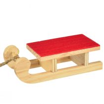 Article Miniature traîneau en bois, rouge-naturel, 4x8,5 cm, lot de 6 - Décoration de Noël