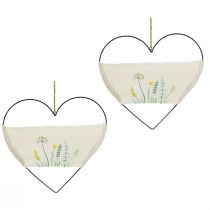 Article Anneau décoratif en métal coeur boucle anneau décoratif à suspendre avec herbes sauvages L31,5 cm 2pcs