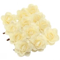 Article Roses décoratives en bois roses artificielles crème roses en bois Ø10cm 12 pcs