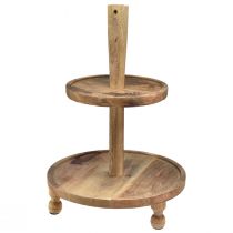 Article Présentoir à gâteaux 2 étages en bois de manguier Ø35cm/Ø24cm H51,5cm