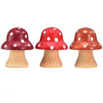 Article Champignons en bois Champignons décoratifs Mini amanites mouches en bois rouge orange 4 cm 12 pcs