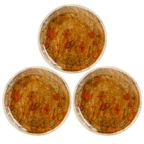 Article Assiette en bois Fleurs Papillon Naturel Rose Ø15cm 3pcs
