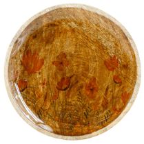 Article Assiette en bois Fleurs Papillon Naturel Rose Ø15cm 3pcs