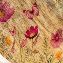 Article Assiettes en bois décorées de fleurs et de papillons, rose naturel, Ø15cm, lot de 3