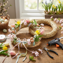 Article Couronne de paille florale pour décorations de porte créatives et saisonnières, 25/4 cm, lot de 2
