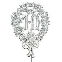 Article Anniversaire numéro 10 argent Ø8cm 10pcs