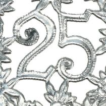 Article Anniversaire numéro 25 argent Ø8cm 10pcs