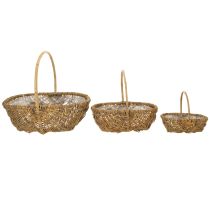 Article Set de 3 paniers en osier avec film plastique naturel 43/33/23 cm