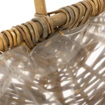 Article Set de 3 paniers en osier avec film plastique naturel 43/33/23 cm