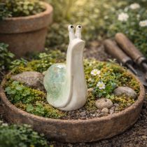 Article Figurine décorative en céramique en forme d'escargot, idéale pour un intérieur élégant et une décoration de table charmante, 16 cm