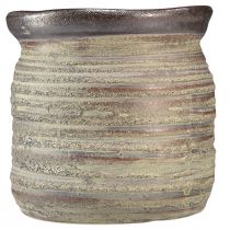 Article Pot en céramique vase décoratif gris métallisé marron 14×14cm