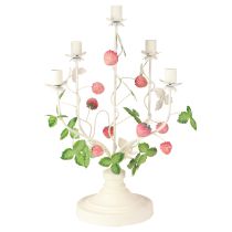 Article Bougeoir 5 branches métal crème décor fraise H44cm