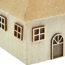 Article Bougeoir Maison de Noël bois gris 9×9×11cm 2 pcs