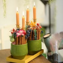 Article Bougeoir couronne doré, bougeoir bâton métal 4 pièces