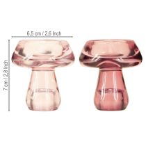 Article Bougeoir champignon photophore verre baie Ø6.5cm H7cm 2pcs