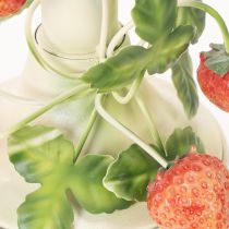Article Bougeoir en métal décoré de fraises, couleur crème d'été, H13cm