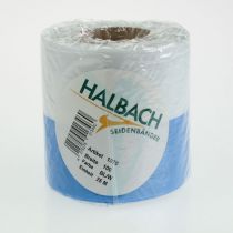 Article Ruban de couronne moiré bleu et blanc, ruban décoratif en taffetas de 100 mm