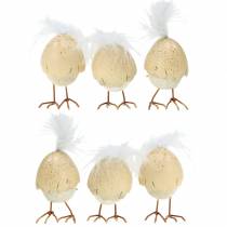 Article Poussin dans la coquille d&#39;oeuf blanc, crème 6cm 6pcs