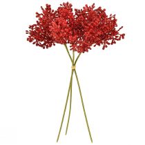 Article Baies artificielles décoration rouge pour couronne de l'Avent 32 cm 3 pièces en bouquet