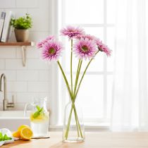 Article Gerberas artificiels pour jardin, violets, 47 cm, lot de 6