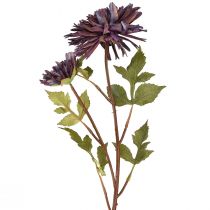 Article Chrysanthème artificiel 2 fleurs violet Ø5/11cm L70cm