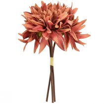 Article Dahlias artificiels fleurs rouge-marron Ø15cm L28cm 3 pcs