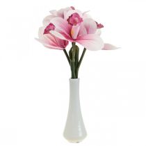 Article Orchidées artificielles fleurs artificielles dans un vase blanc/rose 28cm
