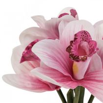Orchidées artificielles fleurs artificielles en vase blanc/rose 28cm