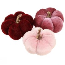 Article Citrouille en tissu décoration velours rose bordeaux Ø7cm 9 pcs
