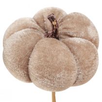 Article Citrouille décorative en tissu sur bâton jaune marron orange Ø7cm 9 pcs