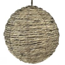 Article Boule à suspendre boule de paille gris lavé Ø25cm