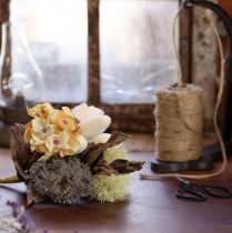 Article Bouquet de fleurs artificielles, roses, hortensias, aspect sec, décoration vintage, 38 cm