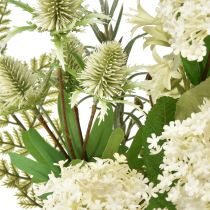 Article Bouquet de fleurs artificielles plante boule de neige cardère fougère 65cm