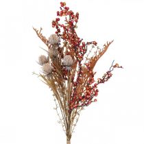 Article Plantes artificielles décoration d&#39;automne chardons baies fougère bouquet 65cm