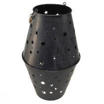 Article Lanterne suspendue en métal anthracite avec étoiles - Ø18,5 cm, hauteur 50 cm - Éclairage extérieur et intérieur élégant
