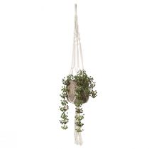 Article Panier suspendu macramé pour pot Ø18-19cm crème H85cm