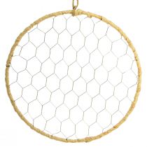 Article Anneau décoratif en métal à suspendre Raphia Argent Naturel Ø28cm 4 pcs