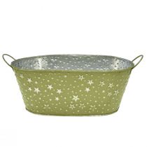 Article Bol métal ovale étoiles et anses vert 31×16cm H12,5cm