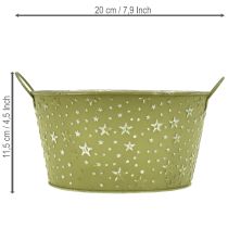 Article Bol en métal vert avec étoiles et anses, Ø 20 cm, H 11,5 cm