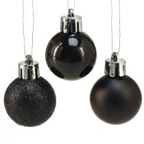 Article Mini Boules d&#39;Arbre Noir Plastique Incassable Ø3cm 14pcs