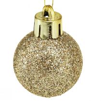 Article Mini boules de sapin de Noël Perle Doré plastique Ø3cm 14pcs
